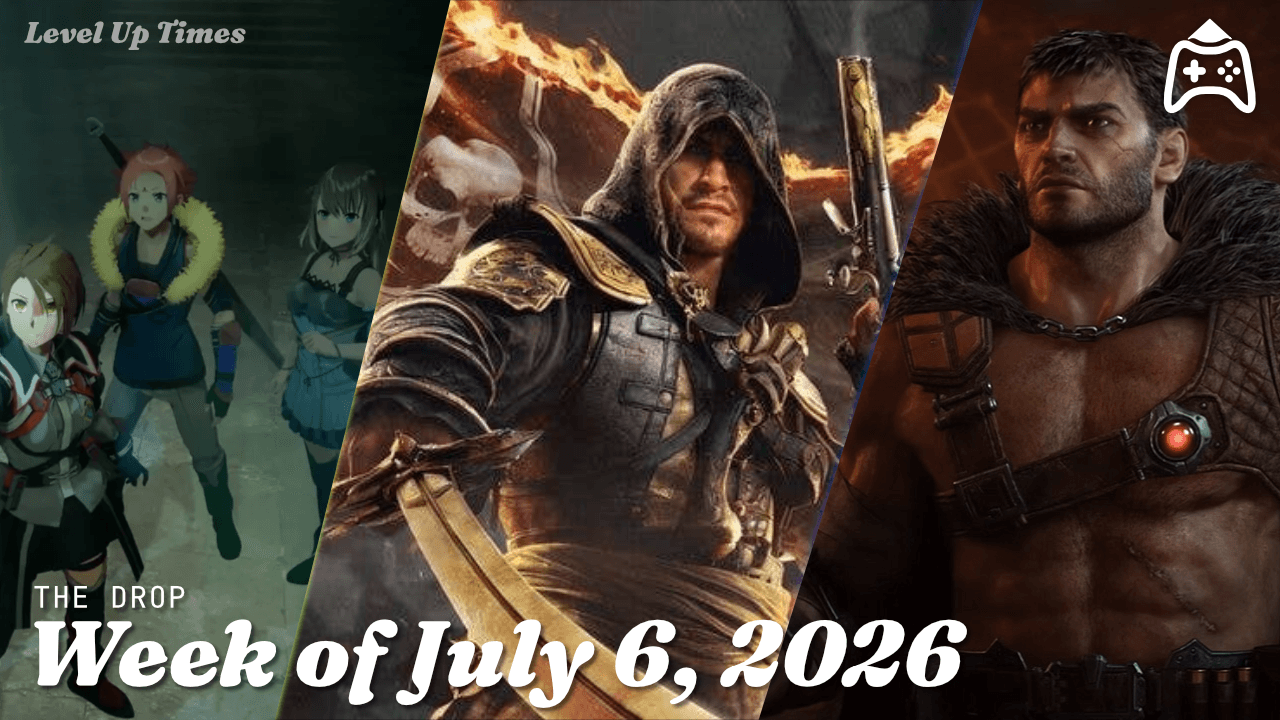 Hero Image for the Drop, with Echoes of Aincrad, Assassin's Creed Black Flag Resynced, and DOOM: The Dark Ages - Revelations hero art.